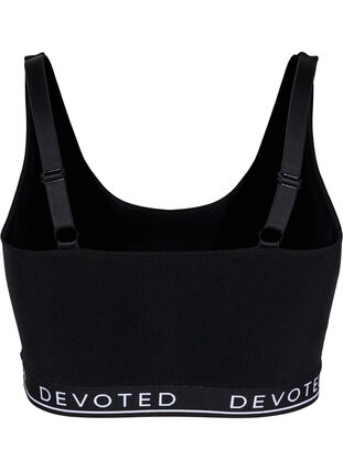 Bra in ribbed fabric with text print, Black, Packshot image number 1