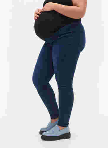 Pregnancy jeggings in cotton mix, Dark blue denim, Model image number 1