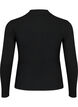 Long sleeve ribbed blouse with hole details, Black, Packshot image number 1