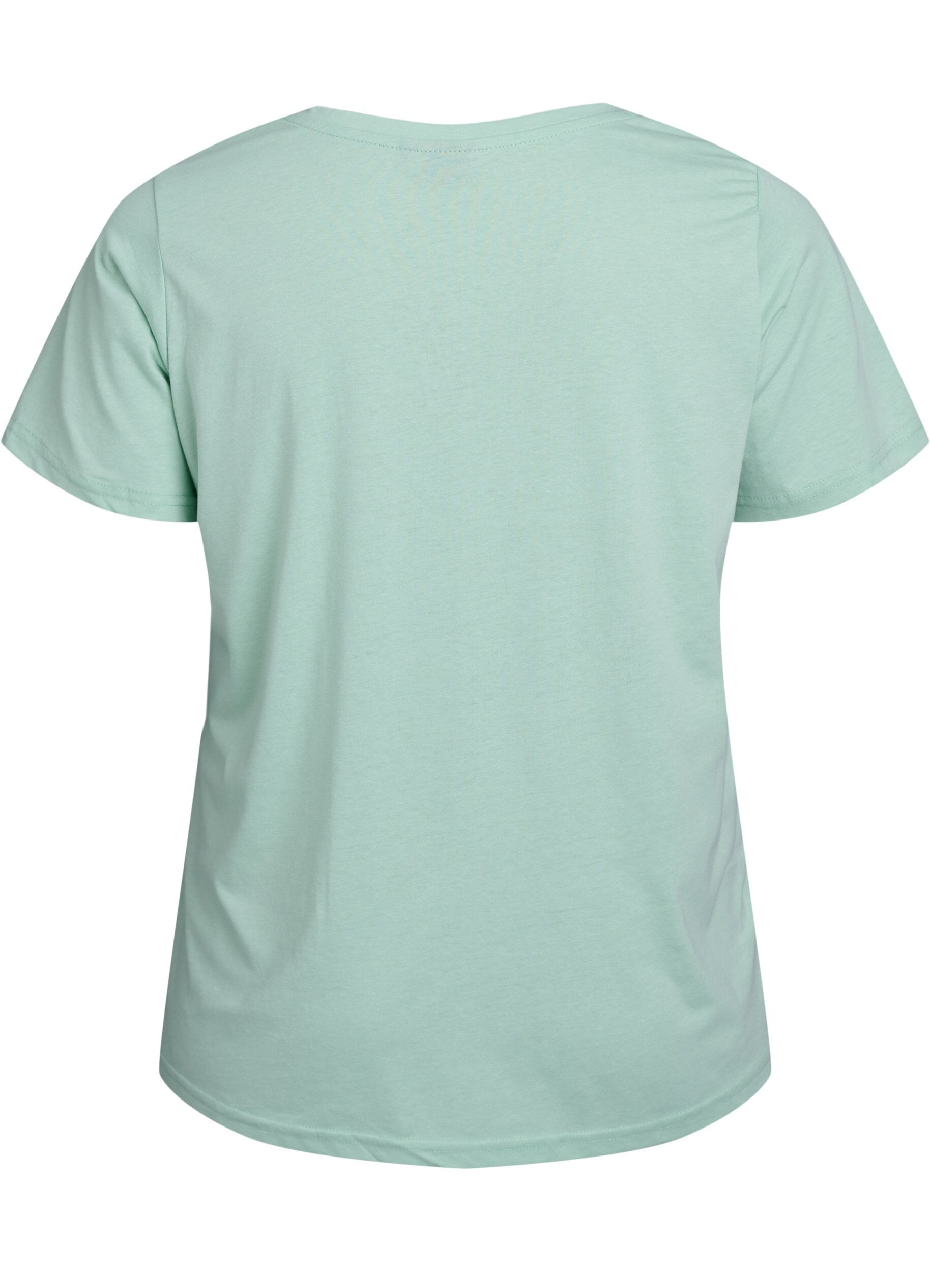 Zizzifashion Short sleeve t-shirt with v-neckline, Green, Packshot image number 1