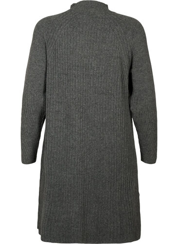 Ribbed Knit Dress with Turtleneck, Dark Grey Melange, Packshot image number 1