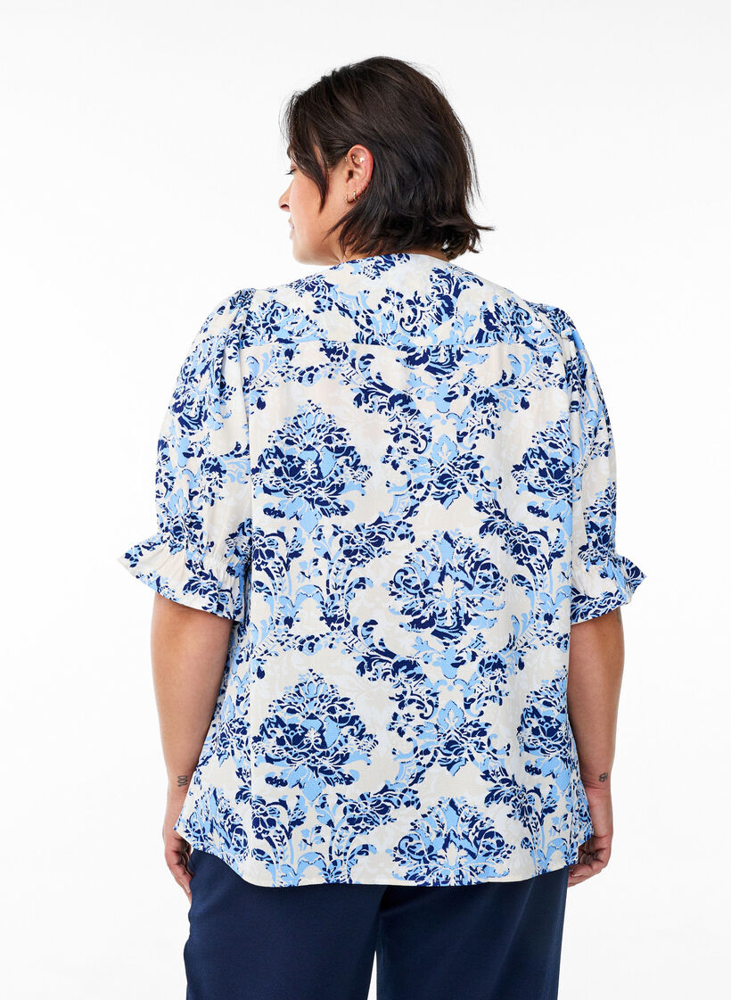 Shirt blouse with 1/2 sleeves, Beige, Model image number 2