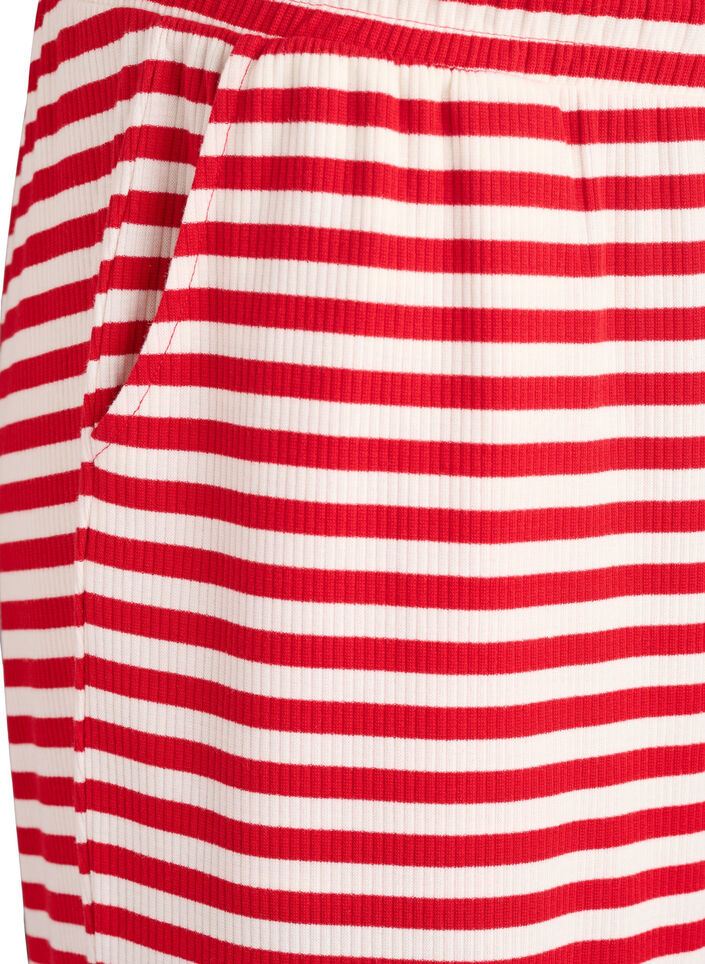 Striped pyjama trousers with a high waist and wide legs, Red, Packshot image number 2