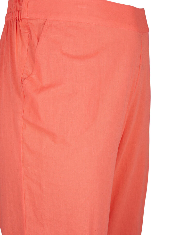 Loose pants in linen-cotton blend, Living Coral, Packshot image number 2