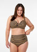 Bikini top with underwire and pattern, Brown, Model image number 1