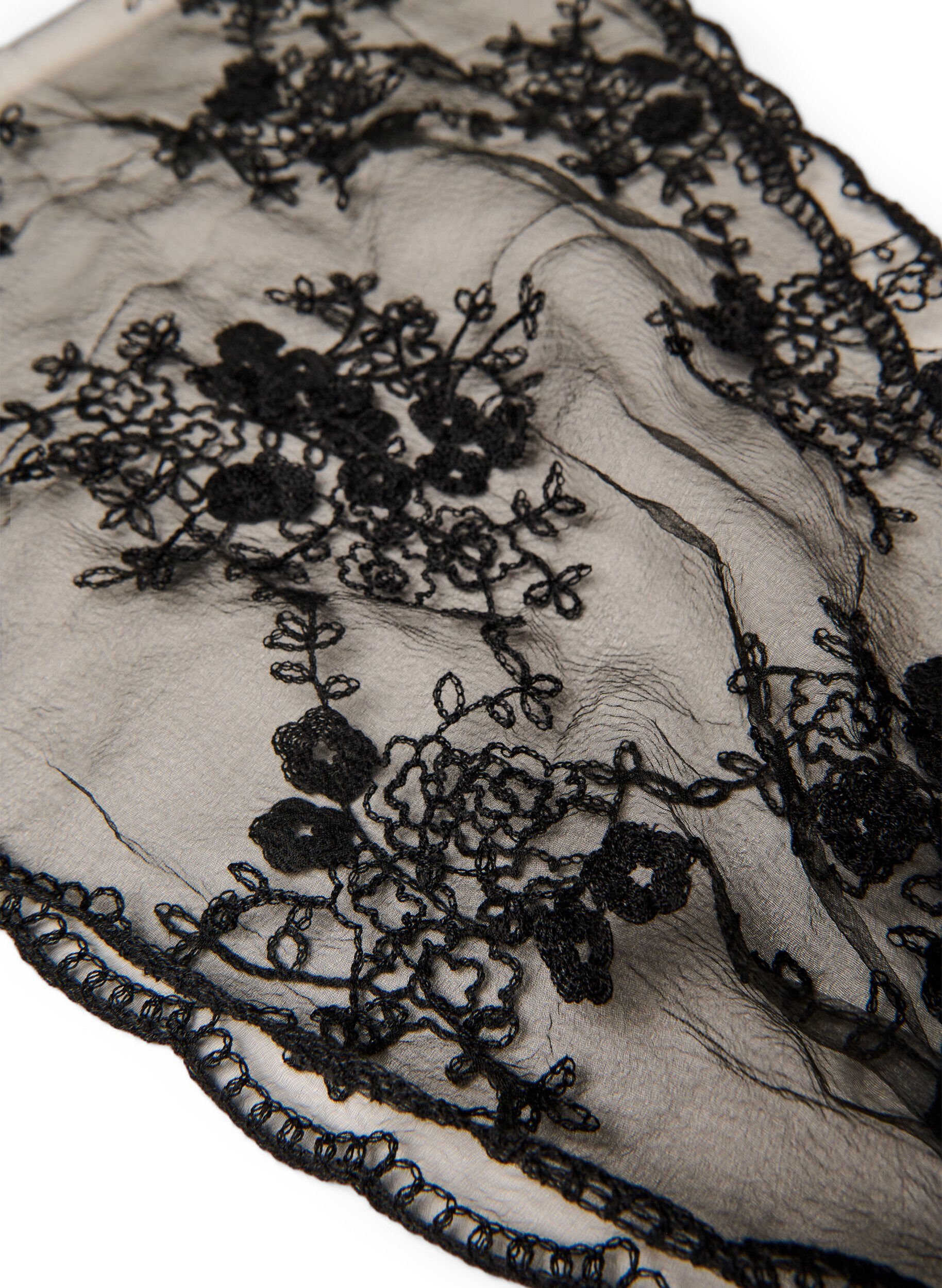 Zizzifashion Triangular lace scarf, Black, Packshot image number 3