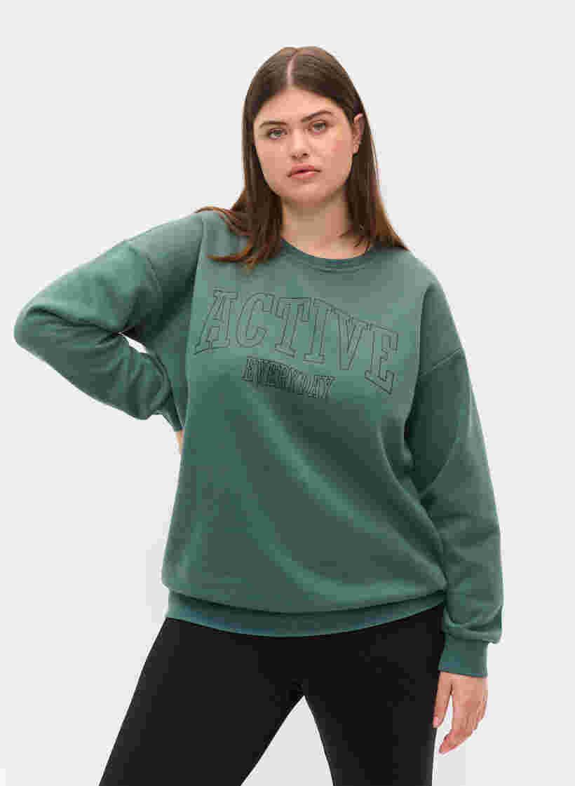 Sweatshirt with sporty print, Dark Forest, Model image number 0