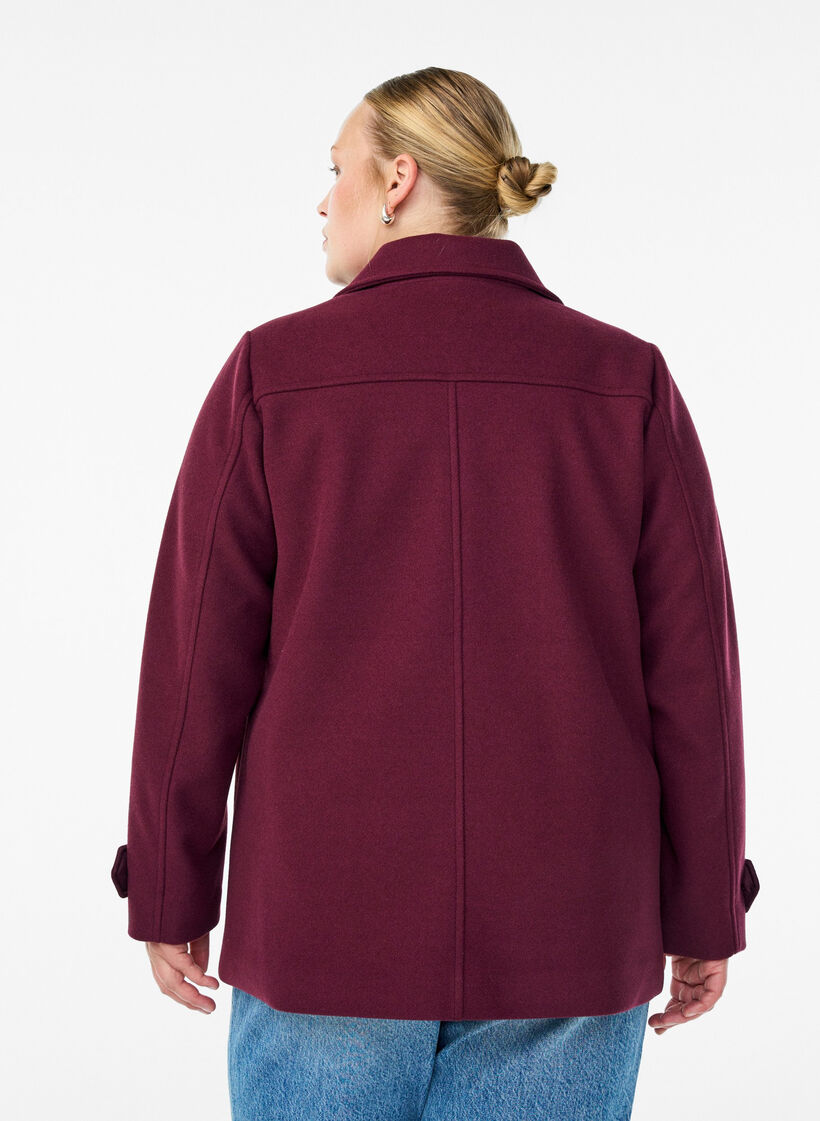 Short coat with double-breasted button closure, Red, Model image number 1