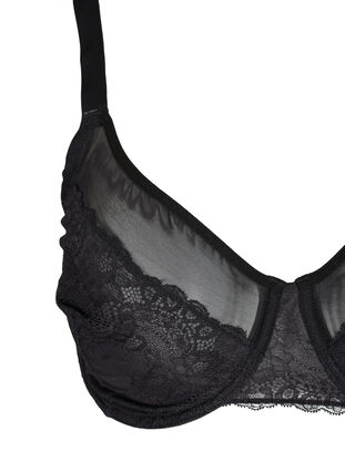 Lace bra with mesh, Black, Packshot image number 2