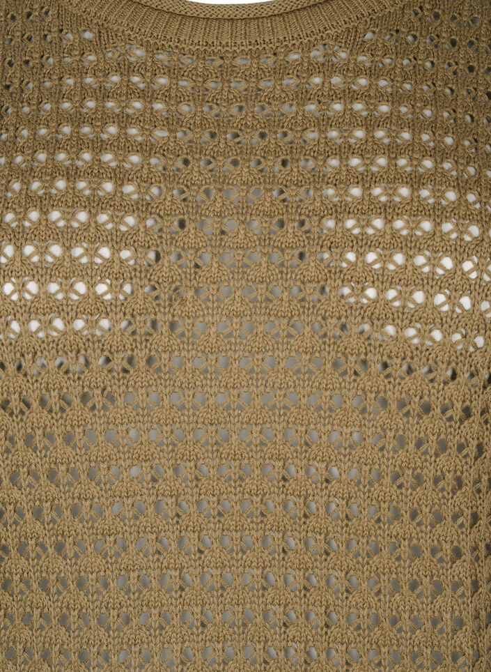 Knitted blouse with hole pattern, Dusky Green, Packshot image number 2