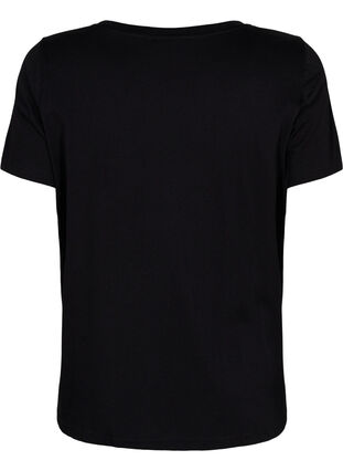 Sports t-shirt with print, Black w. Purple A, Packshot image number 1