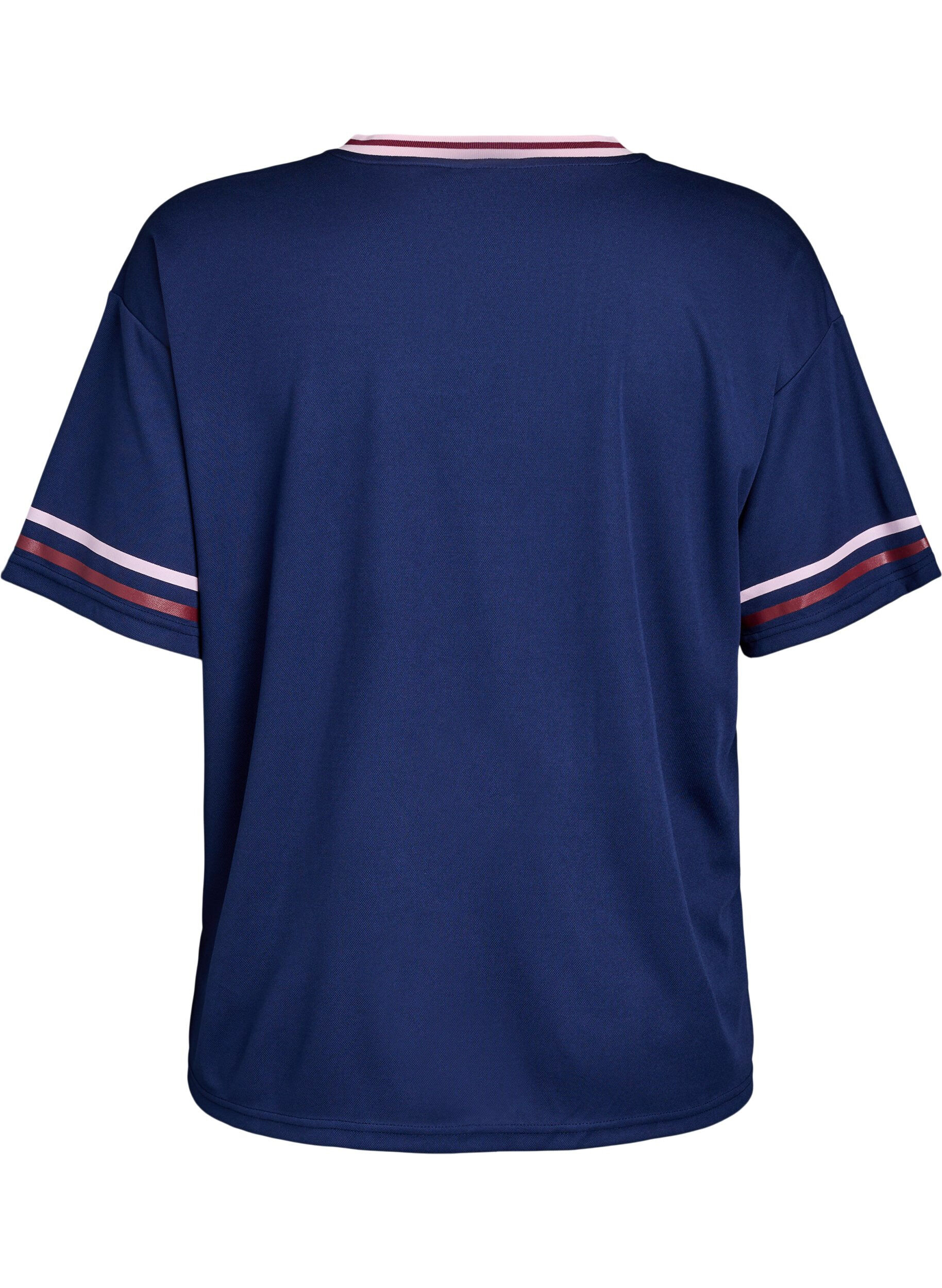 Zizzifashion Sporty t-shirt with stripes and text motif, Blue, Packshot image number 1