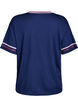 Sporty t-shirt with stripes and text motif, Blue, Packshot image number 1
