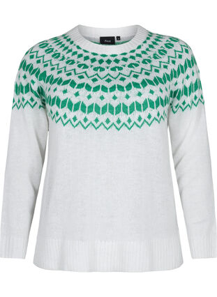 Knitted jumper with jacquard pattern, Jolly Green Comb, Packshot image number 0