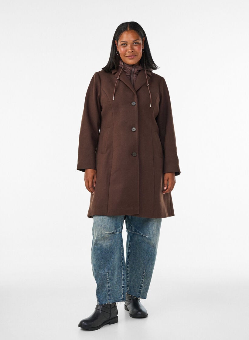 Coat with detachable padded insert, Brown, Model image number 1