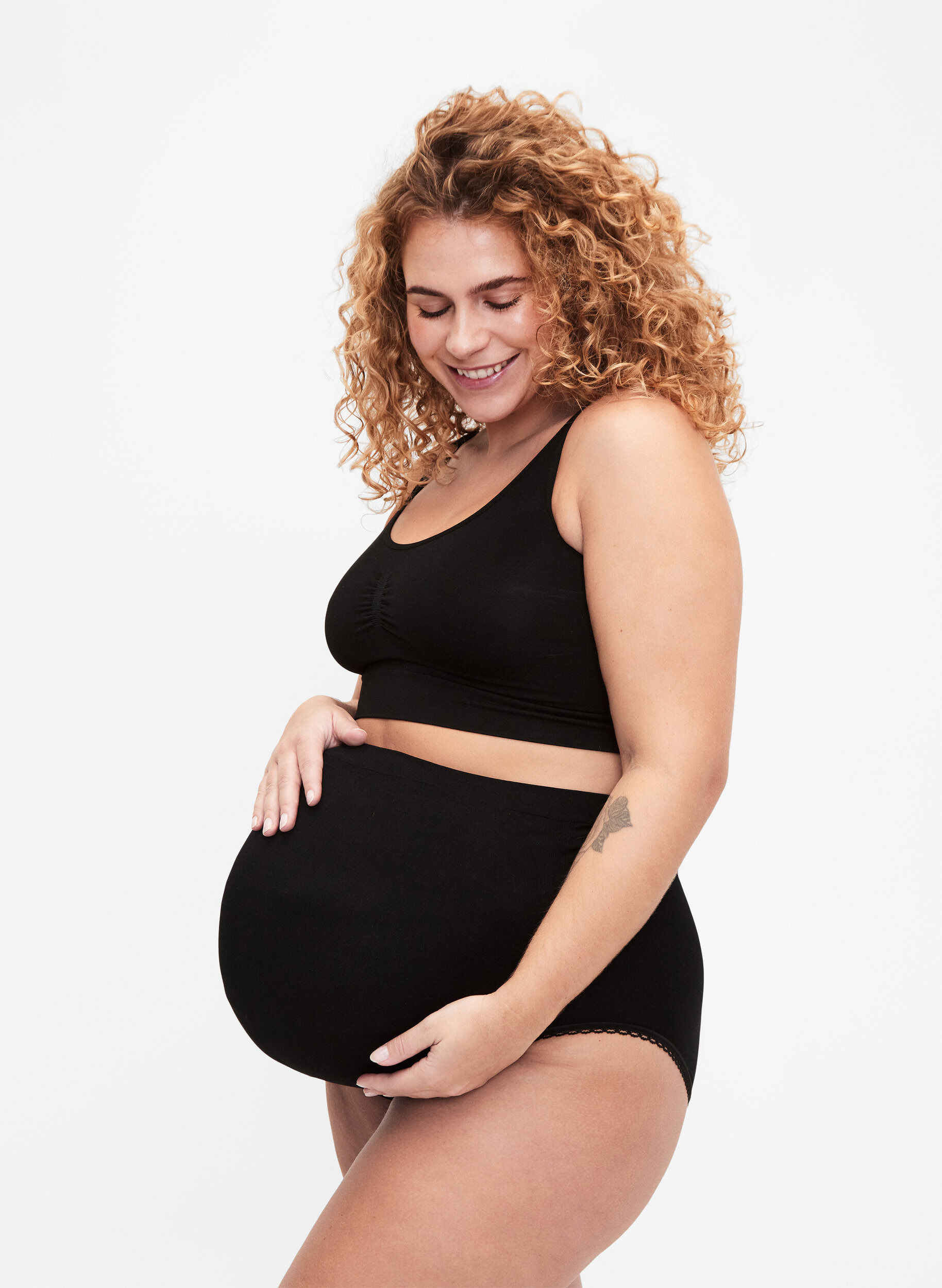 ZizzifashionSeamless maternity panties, Black, Model image number 0