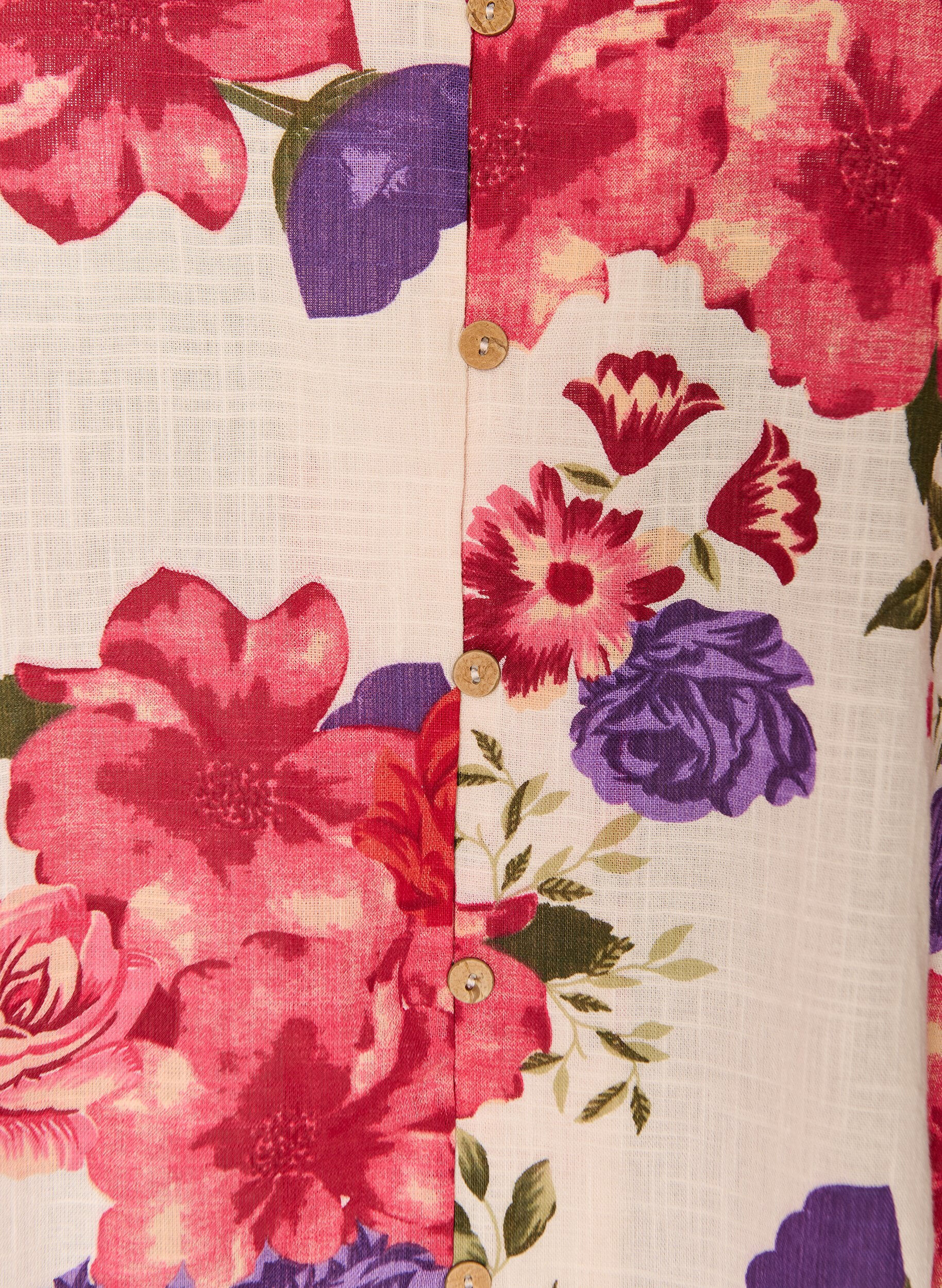 ZizzifashionShort-sleeved cotton shirt with a V-neck, Red, Packshot image number 2