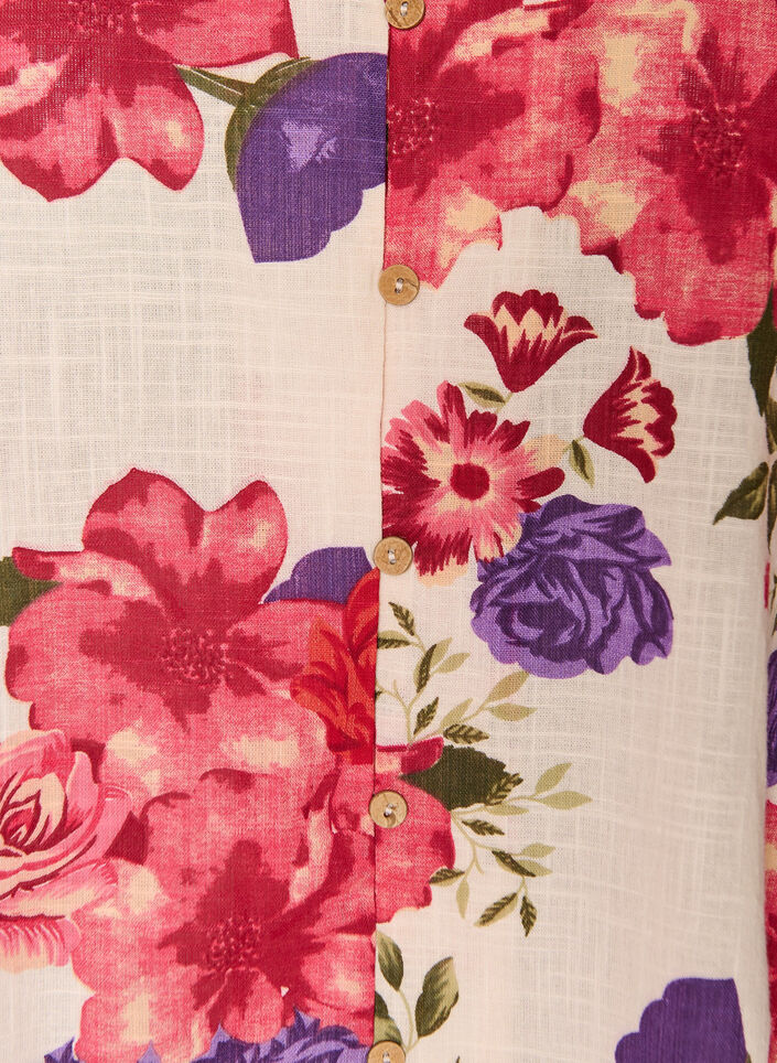 Short-sleeved cotton shirt with a V-neck, Red, Packshot image number 2