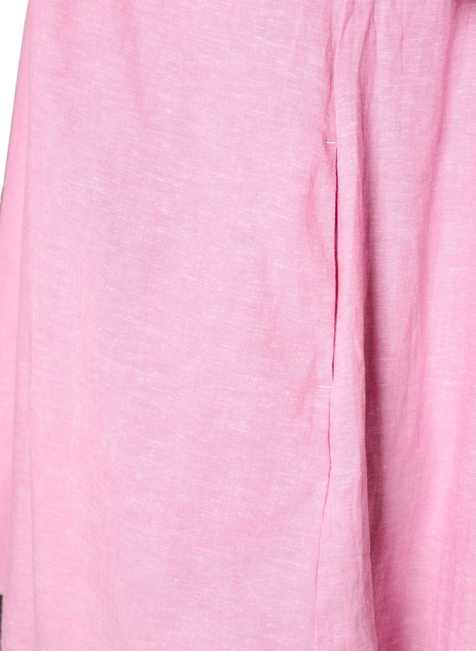 ZizzifashionLinen and viscose tunic with A-shape, Pink, Packshot image number 3