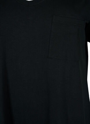 Short sleeve cotton dress with slit, Black, Packshot image number 2