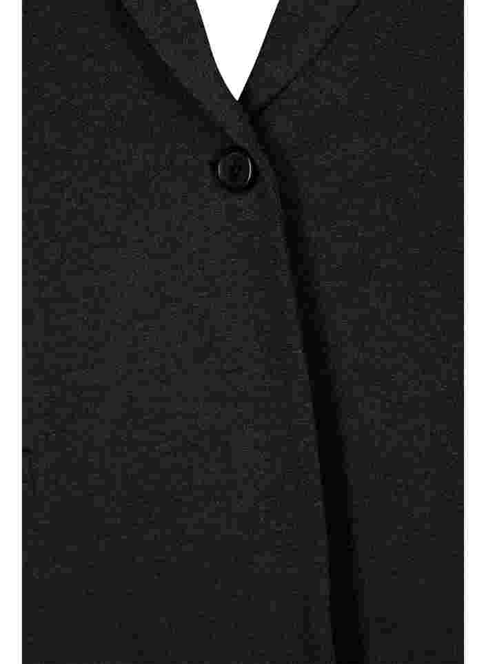 Simple blazer with button, Dark Grey Melange, Packshot image number 2