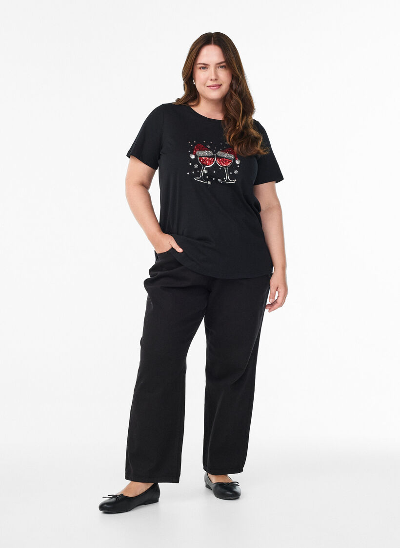 Christmas t-shirt in organic cotton, Black, Model image number 1