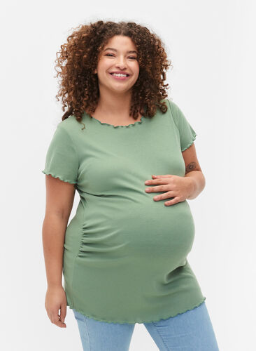 Maternity t-shirt in rib, Green Bay, Model image number 0