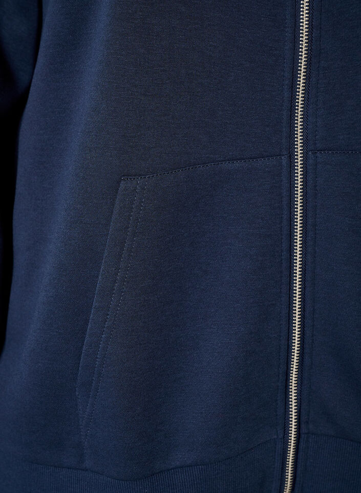 Hooded sweatshirt with a zip and pockets, Blue, Packshot image number 3