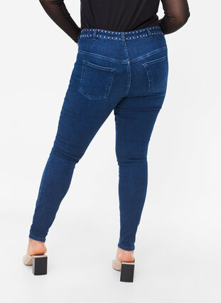 Super slim Amy jeans with studs, Dark blue, Model image number 1