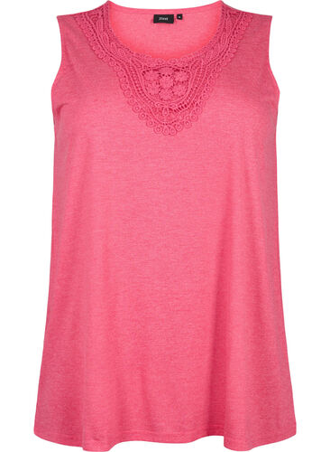 Sleeveless top with lace, Bright Rose Mel., Packshot image number 0