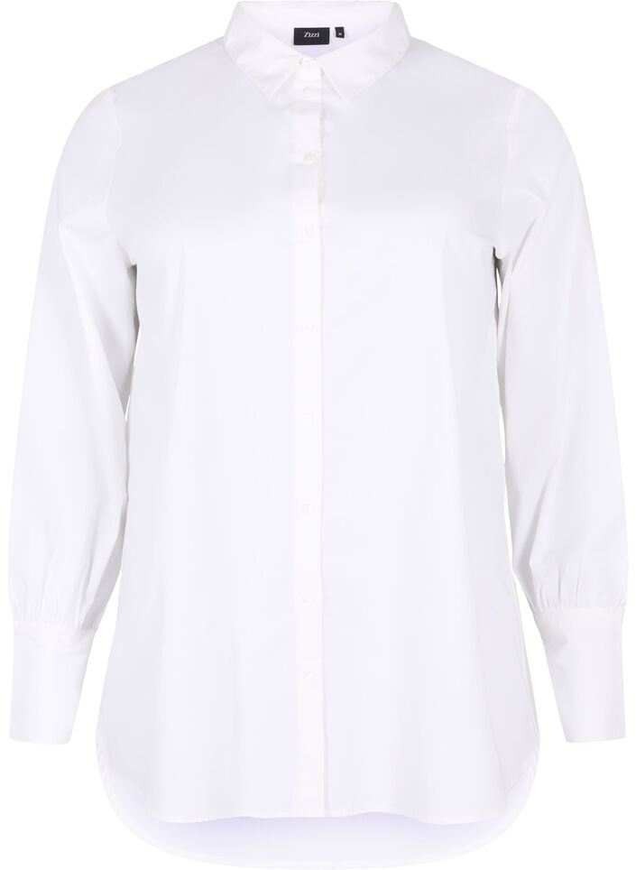 Long cotton shirt, Bright White, Packshot image number 0