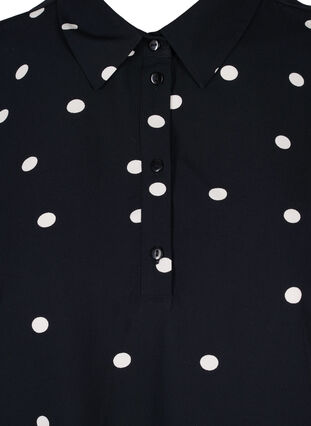 Sleeveless viscose tunic with collar, Black Dot, Packshot image number 2