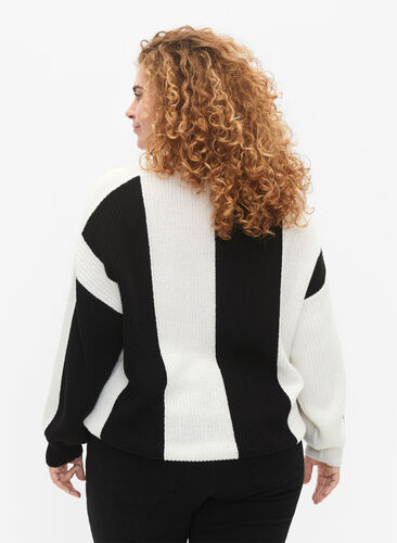 Striped colorblock sweater, Black w. Cloud D., Model image number 1