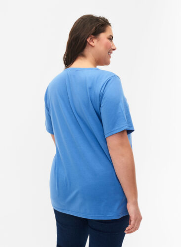 FLASH - T-shirt with v-neck, Ultramarine, Model image number 1