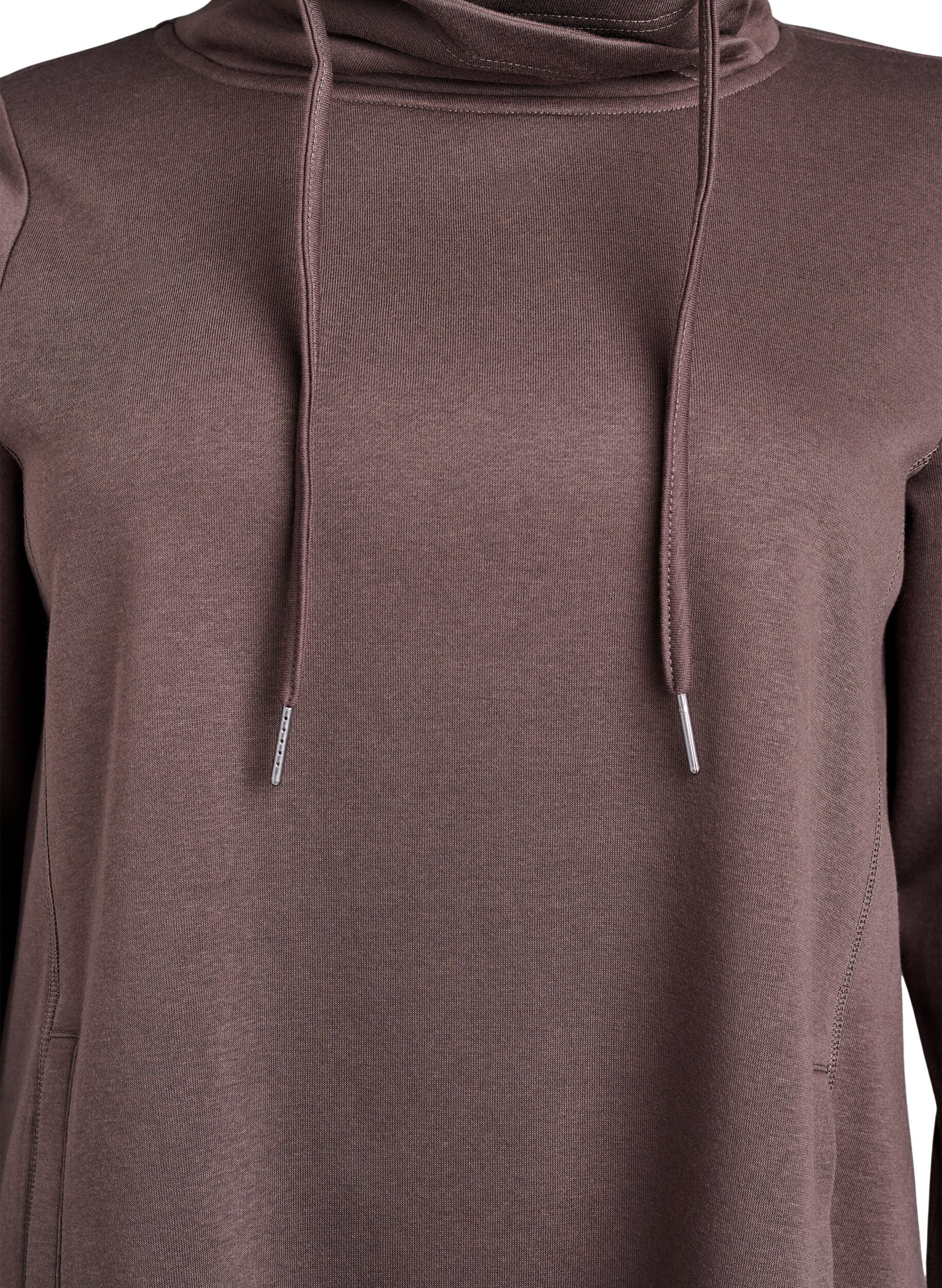 ZizzifashionShort sweatshirt dress with high collar and pockets, Brown, Packshot image number 2