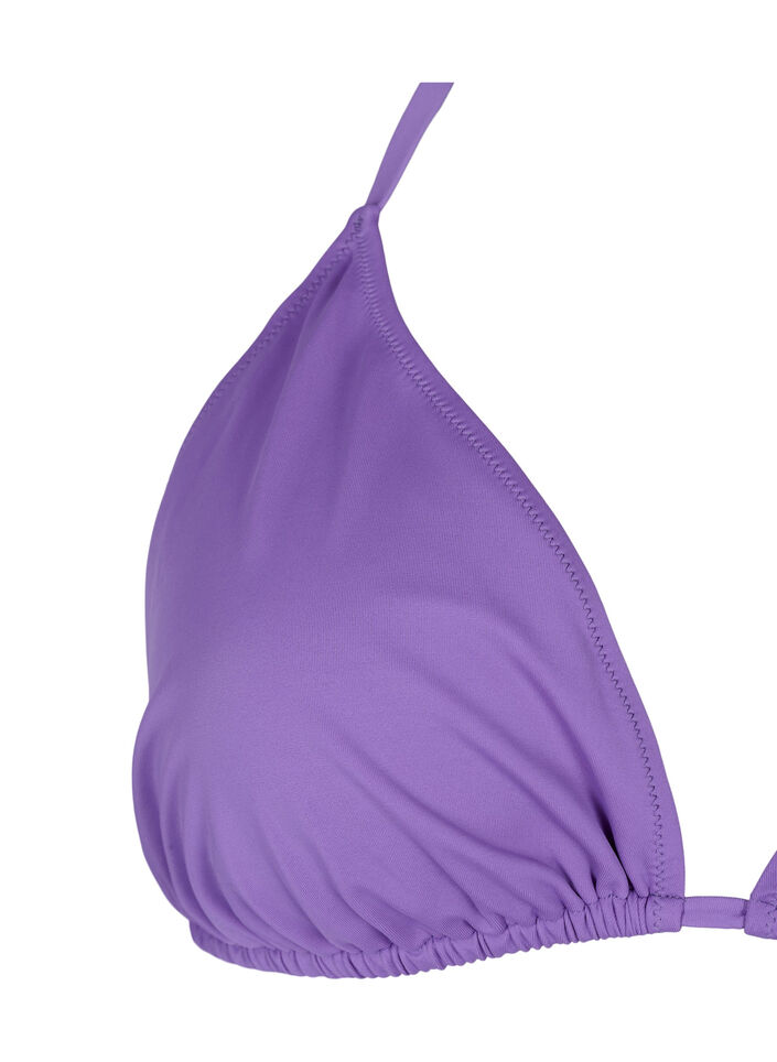 Solid color triangle bikini top, Purple, Packshot image number 2