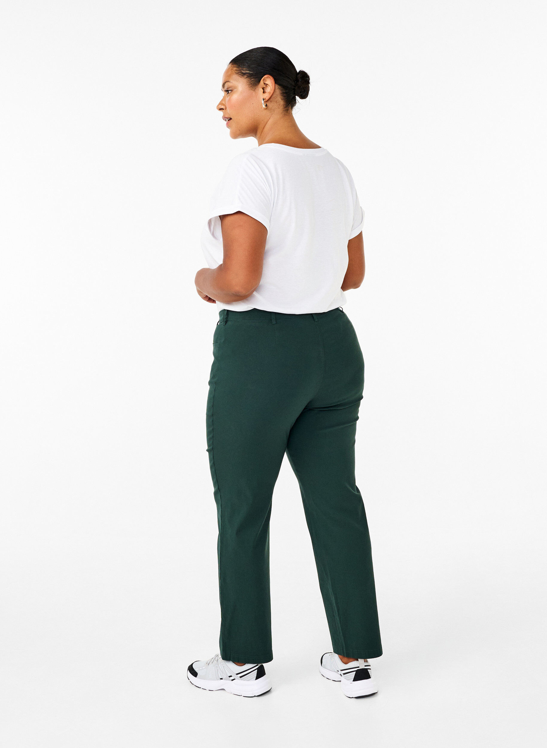 Zizzifashion Classic viscose blend trousers, Green, Model image number 1