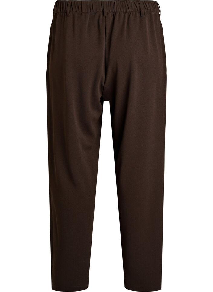 High-waisted trousers with belt detail and gold buckle, Brown, Packshot image number 1