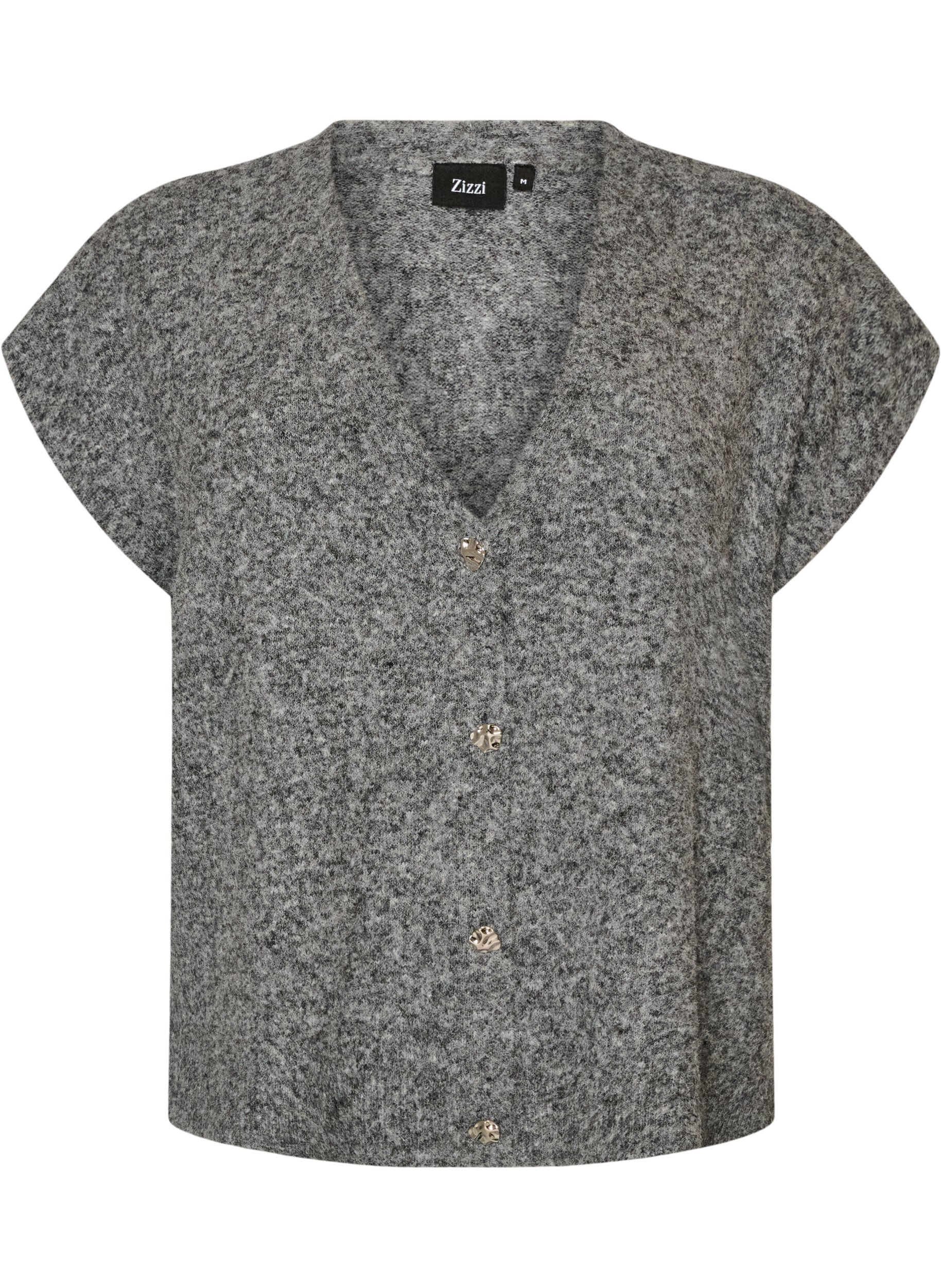 Knitted vest with V-neck and decorative buttons