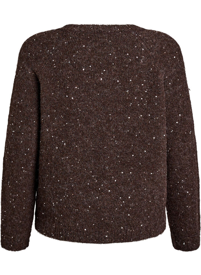 Knitted cardigan with sequins, Brown, Packshot image number 1