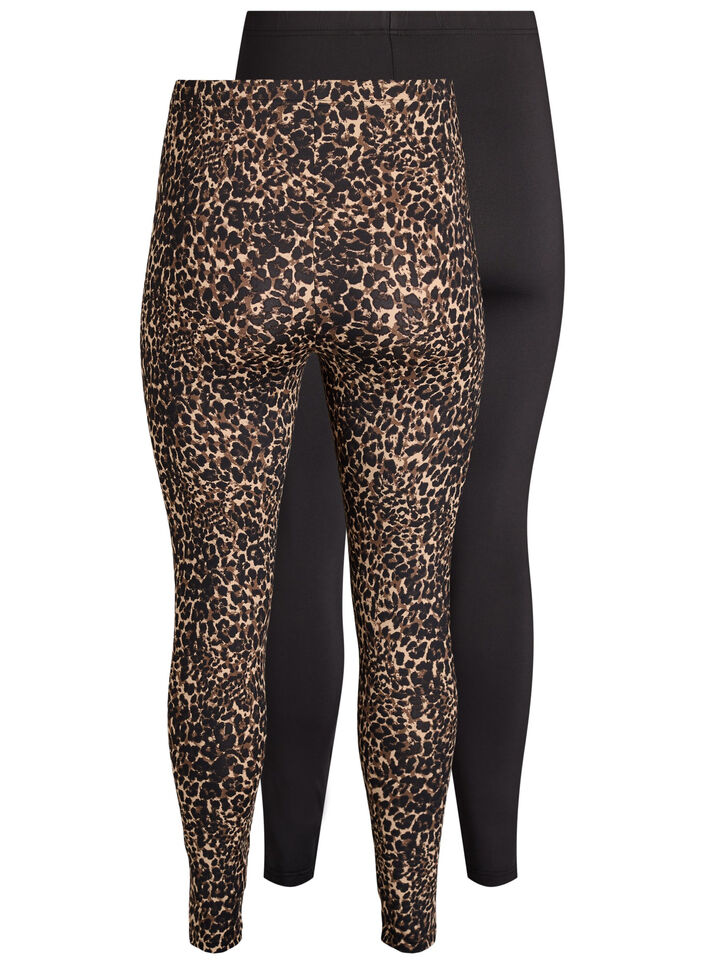 2-pack long leggings with a regular waist, Black, Packshot image number 1