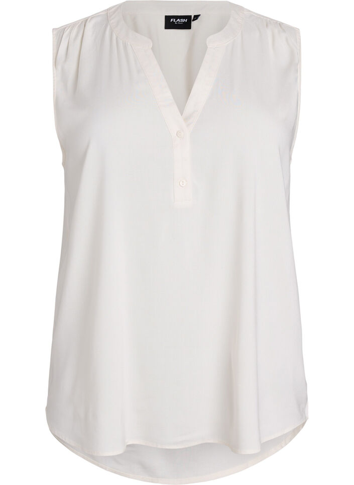 Sleeveless viscose blouse, Vanilla, Packshot image number 0