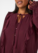 Sheer blouse with ruffles and tie-fastening, Red, Model image number 3