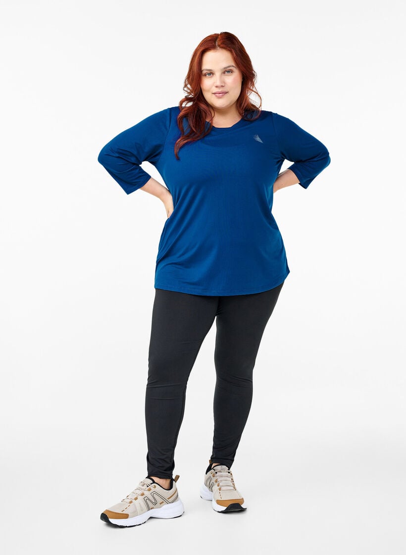 Sports top with 3/4 sleeves, Blue, Model image number 1