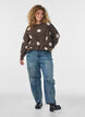 Knitted blouse with a dotted pattern, Brown, Model image number 1