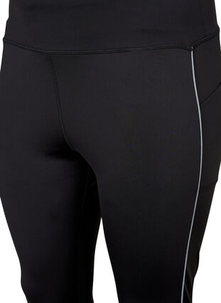 Sports tights with reflective details and side pocket, Black, Packshot image number 2