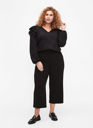Loose trousers with 7/8 length, Black, Model image number 0
