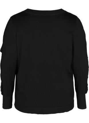 Viscose knitted top with draped sleeves, Black, Packshot image number 1