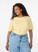 Ribbed jersey blouse with short sleeves, Yellow, Model image number 0