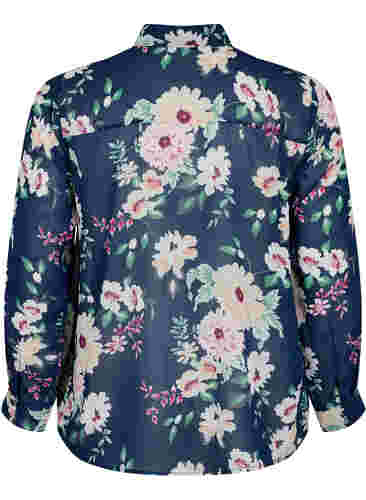 FLASH - Long sleeve shirt with floral print, Navy Flower, Packshot image number 1